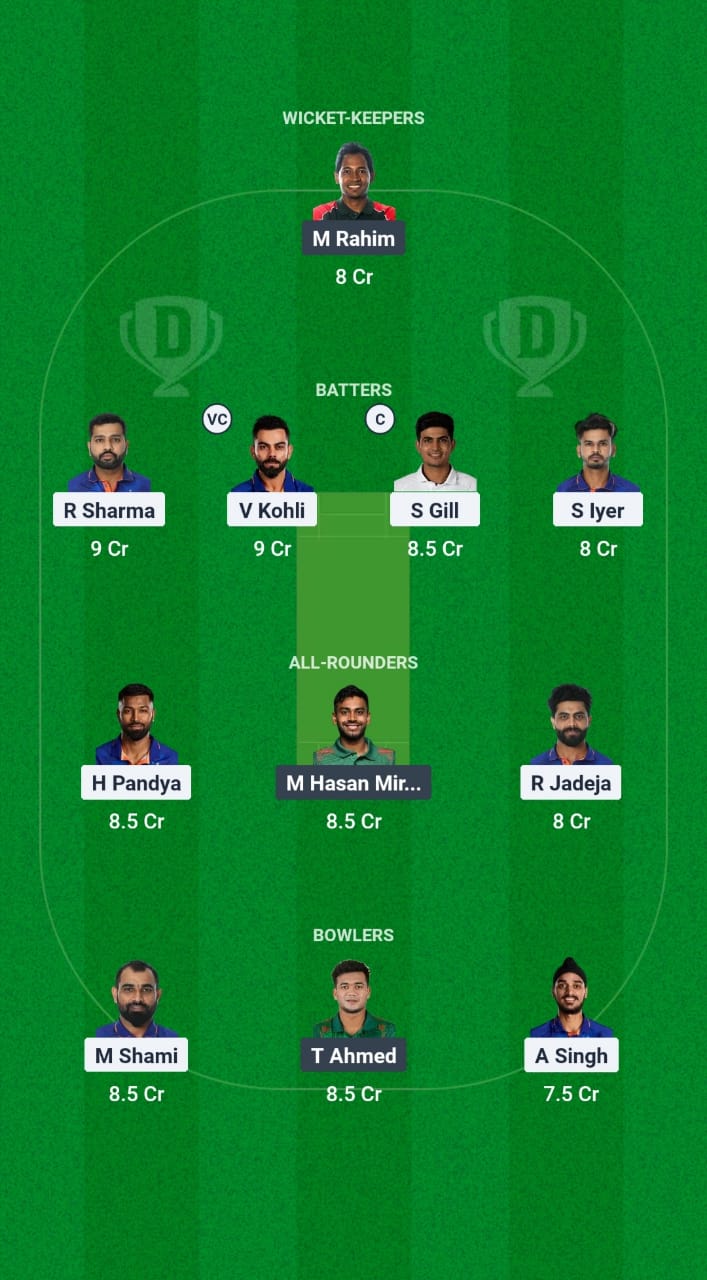 IND VS BAN Dream 11 Team Prediction